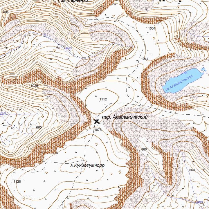 Карта перевал Академический ГГЦ и окрестности