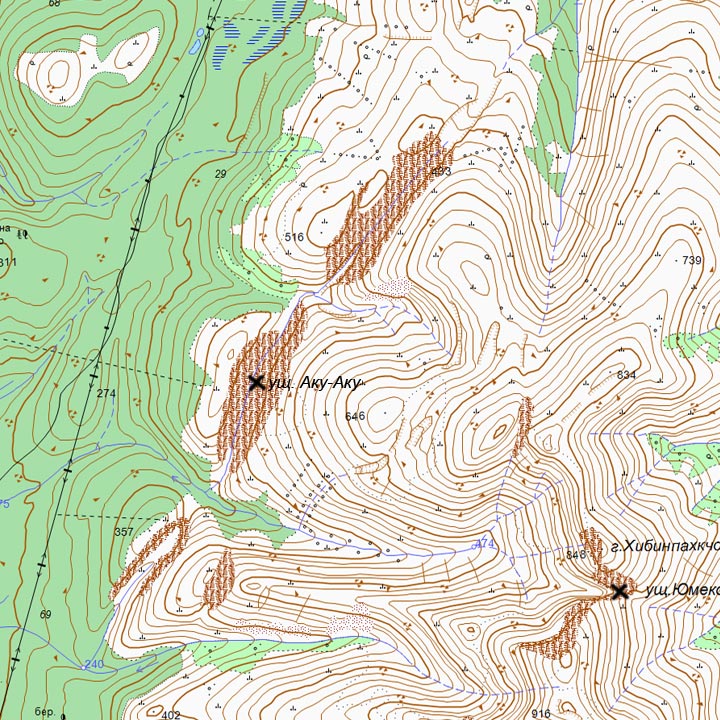 Карта ущелья Аку-Аку ГГЦ и окрестностей