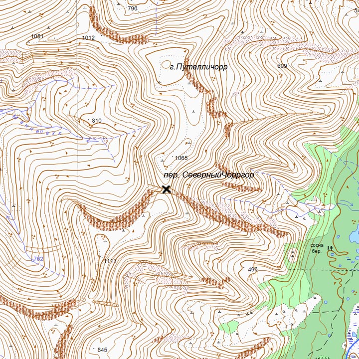 Карта перевала Северный Чорргор ГГЦ