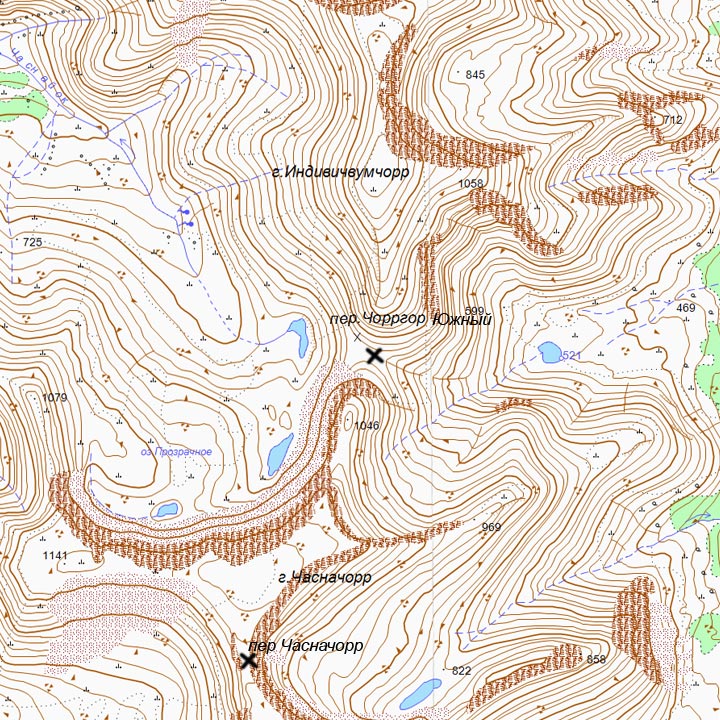 Карта перевала Южный Чорргор ГГЦ