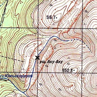 Карта ущелья Аку-Аку и окрестностей