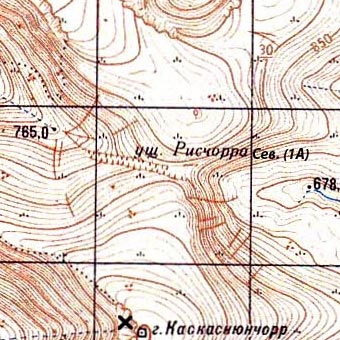 Карта перевала Северный Рисчорр и окрестностей