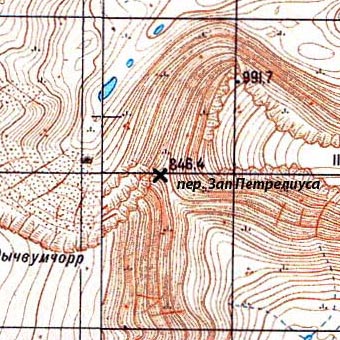 Карта перевала Западный Пертрелиуса 