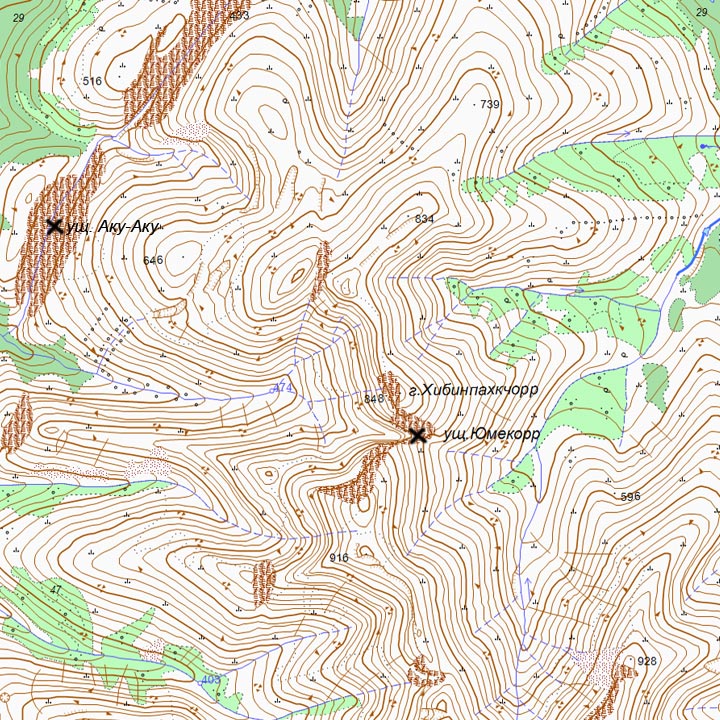 Карта ущелья Юмъекорр ГГЦ и окрестностей